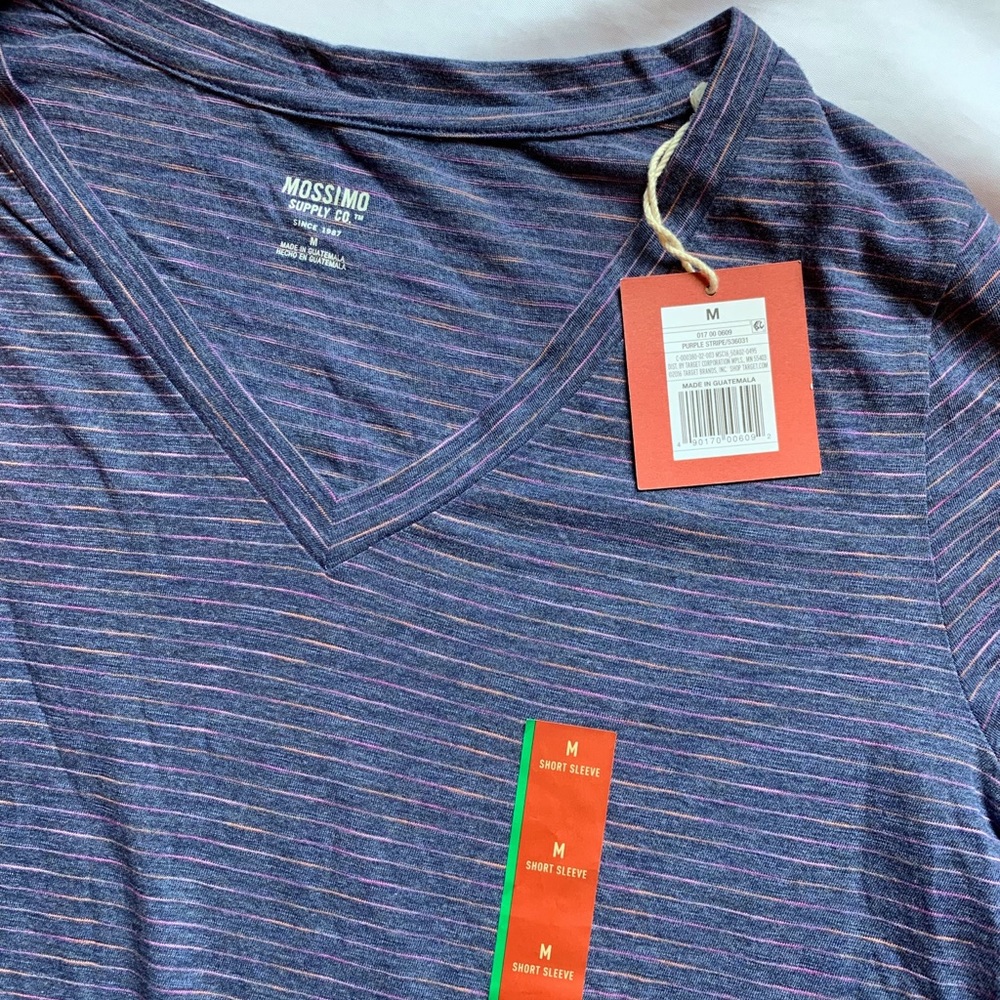 Mossimo Supply Co Purple Stripe V-Neck